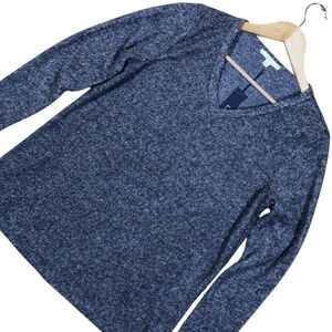 LE LIS Women's Charcoal Heathered V Neck Long Sleeve Knit Top